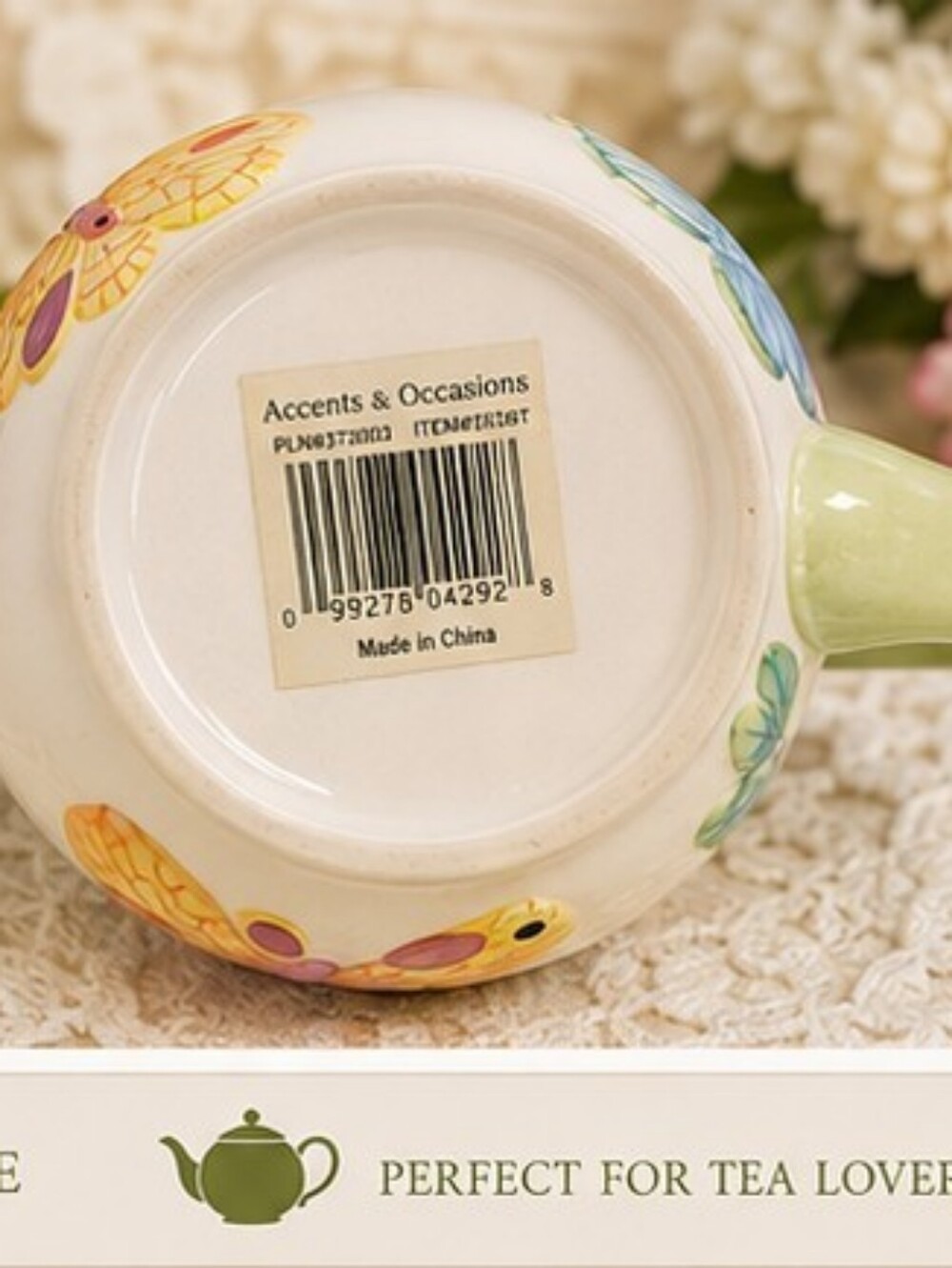 Vintage Butterfly Teapot Ceramic Accents & Occasions Cottagecore Spring Garden - Picture 5 of 14